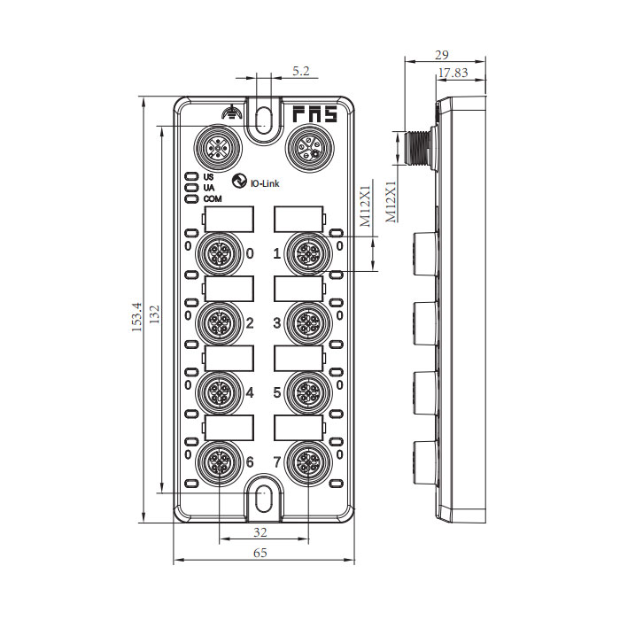 M12 interface、IO-Link Hub、PNP、16DI/DO configurable、 Expandable modules、00BG11