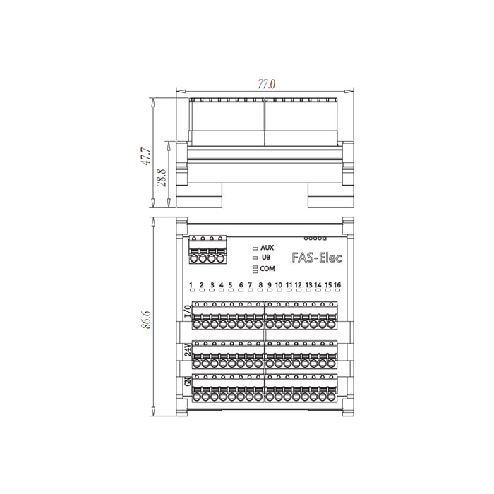 IP20、IO-Link Hub、NPN、16DI、Terminal module、00BS11S