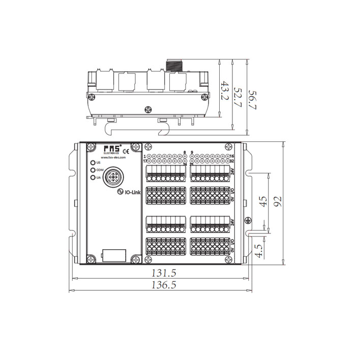 IP20、IO-Link Hub、NPN、32DI、Class B、Terminal module、009C31