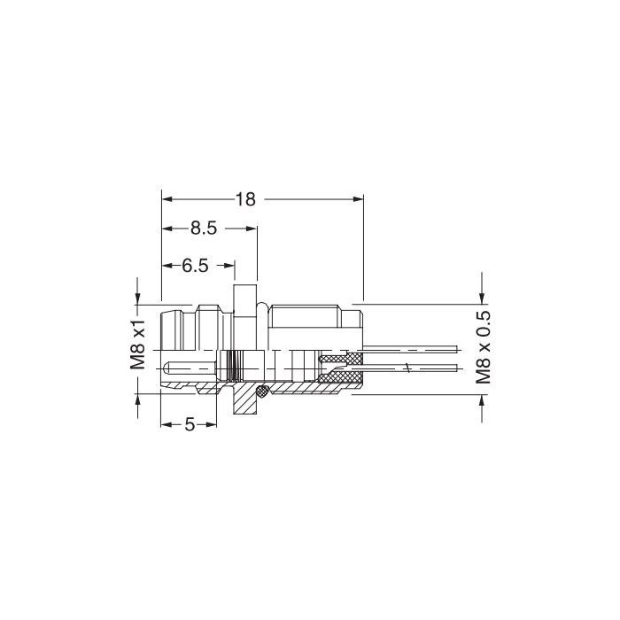 M8 3 Pin、Male flange socket、Front mount、63SA21-XXX