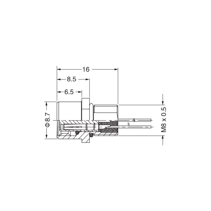 M8 3 Pin、Female flange socket、Front mount、63SA02-XXX