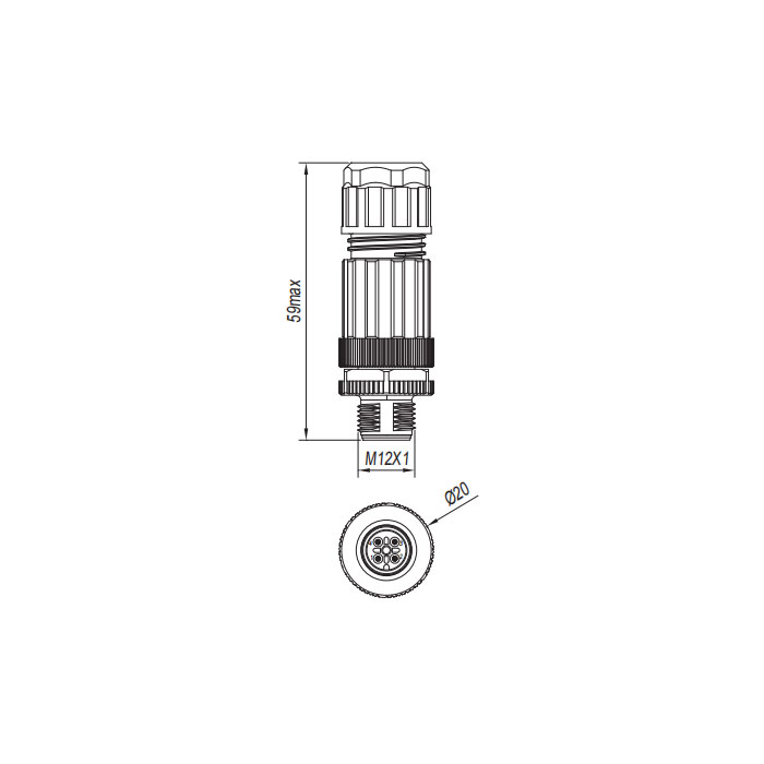 M12 4Pin、公头直型、直插式连接、Y型分线器、64FX21