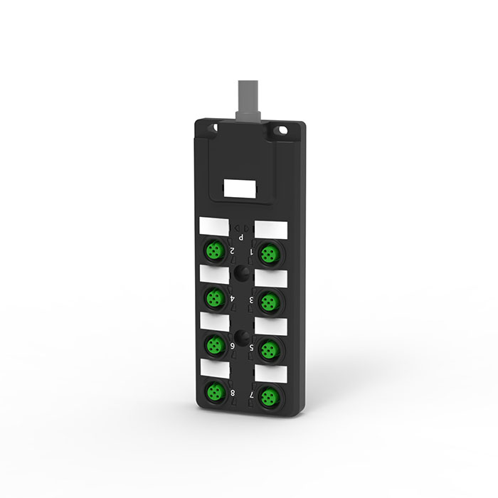 M12 dual channel、Without LED、8 port、PVC nonflexible cable, grey sheath