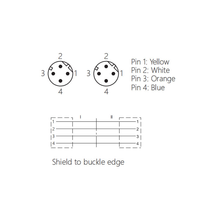 M12 4Pin male/male、D-coded、Double end molding PVC shield non flexible cable、EtherCat network cable、Green sheath、0C3141-xxx
