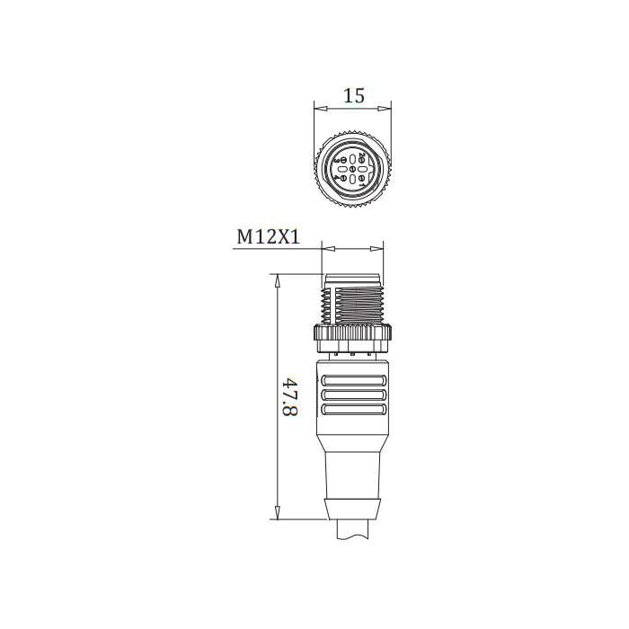 M12 5Pin 公头直型、B-coded、单端预铸PVC非柔性电缆、带屏蔽、紫色护套、0C4023-XXX