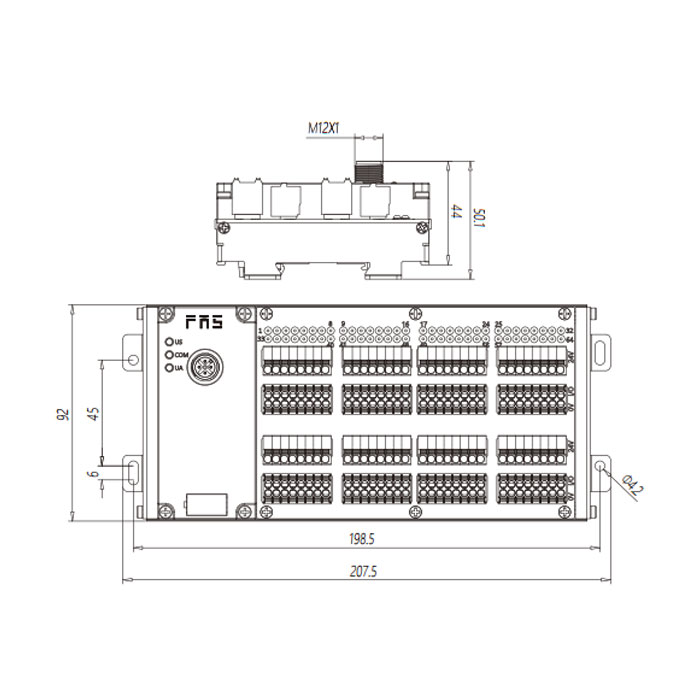 IP20、IO-Link Hub、PNP、64DI/DO adaptive、Class B、Terminal module、009C73