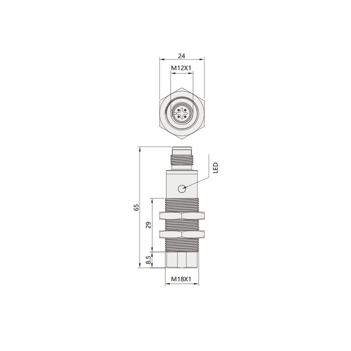 IO-Link Hub、RFID、Ø 18 x 65 mm、Readable and writable data carrier、FIS106