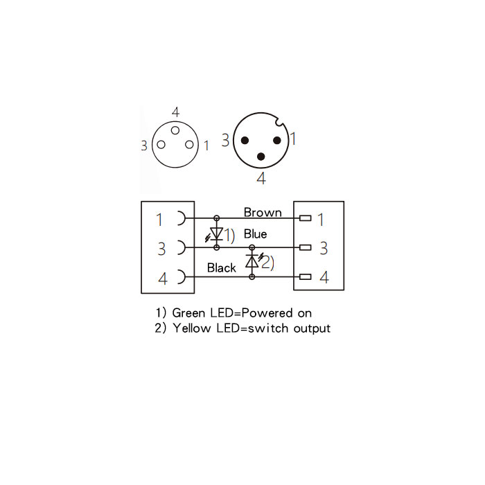 M8 female straight type with LED light/M12 male straight、3Pin、Double end molding PUR flexible cable、Black sheath、63D251-XXX
