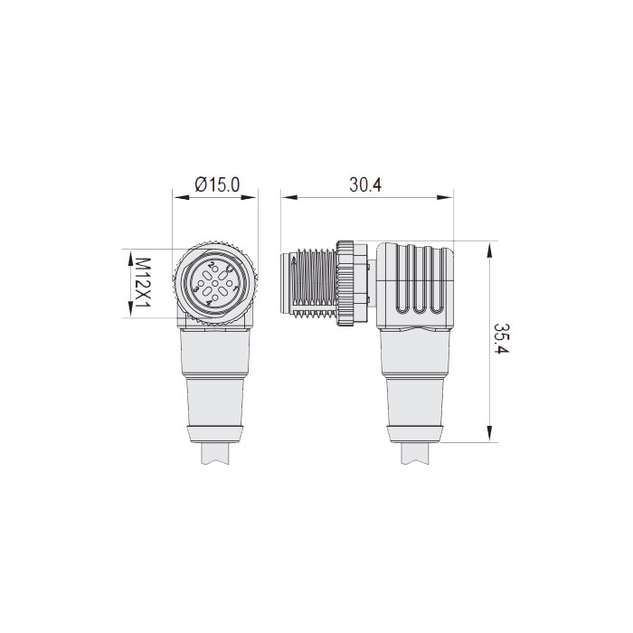 M12 5Pin、Male 90°、Single ended precast cable、Welding slag resistant PUR material、Yellow sheath、64T561-XXX