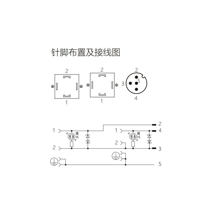 阀门插头类型A，DIN，18mm，4Pin转M12直型公头、双端预铸PVC非柔性电缆、灰色护套、6VA083-L1/L2