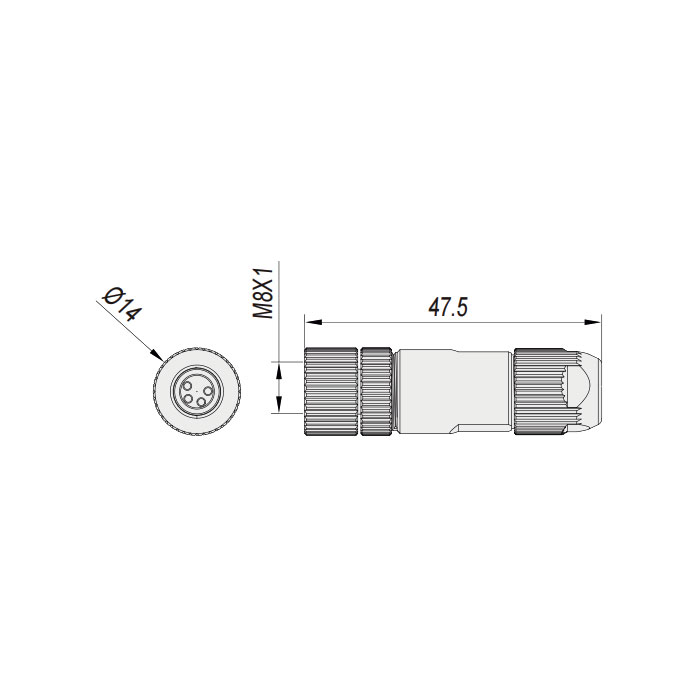 M8 4 Pin、Straight female、Screw connection、Metal shielding、63F181