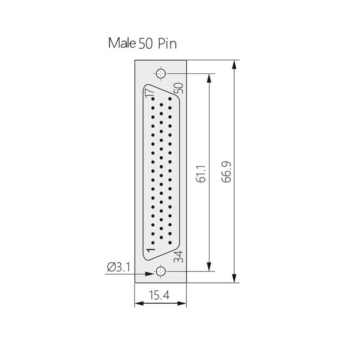 D-SUB 50 Pin Connector、Male、Crimp type、Shield、45° outlet、FMK5-350-MC、910150