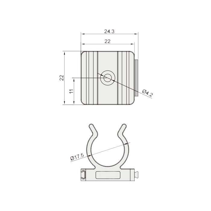 Fixed wire clip、Suitable for M12 precast wire M4 screws、Fixed seat inner diameter 17.5mm、64SS04