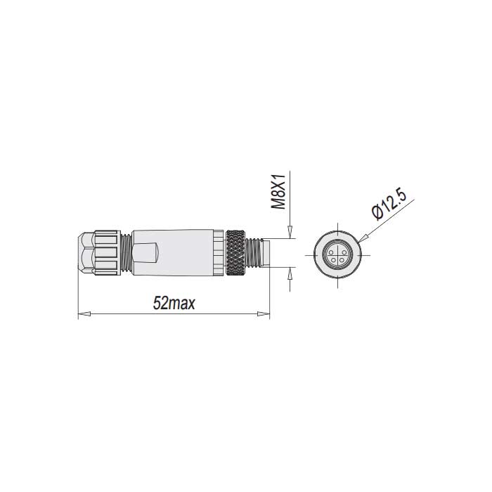 M8 4 Pin、Straight male、Screw connection、63F121