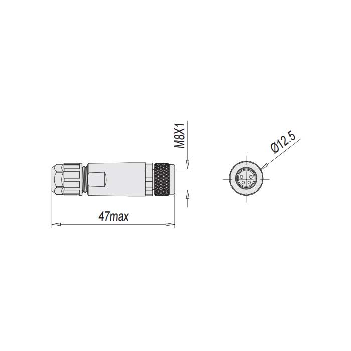 M8 4 Pin、Straight female、Screw connection、63F081