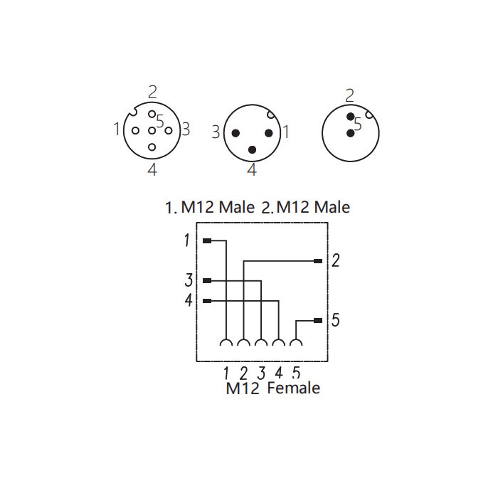 M12 5Pin female/M12 3Pin male+M12 2Pin male、Y-connector、645231