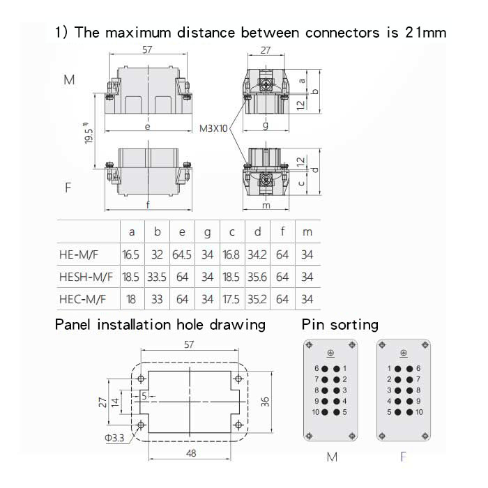 Male core piece、Cold crimping、Suitable for H10B shell、HEC-010-M、09330102602