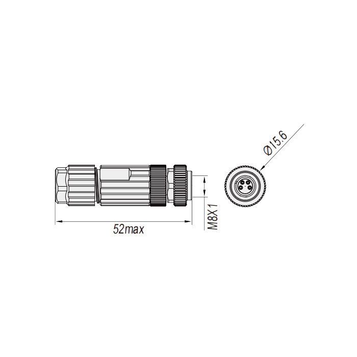 M8 4 Pin、Straight female、Push-in terminal、63F401
