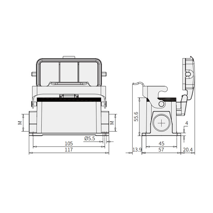 Lower shell、Surface mount with cover、H16B-SDR-LB-2M25、19300161296