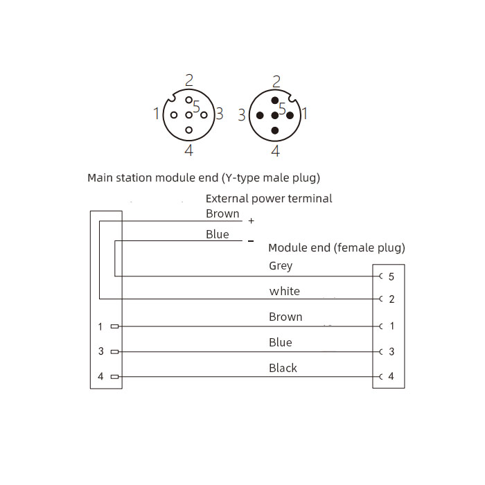M12 3Pin male/M12 3Pin female and free end、Y-type molding PUR drag chain cable、Black sheath、64D351XD-L1/L2