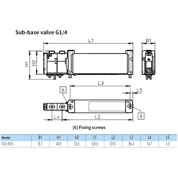 Sub-base valve G1/4、2x 3/2-way valve、External pilot、Normally open, mechanical spring return、FAS-B18-T32U-MZ、8180212140