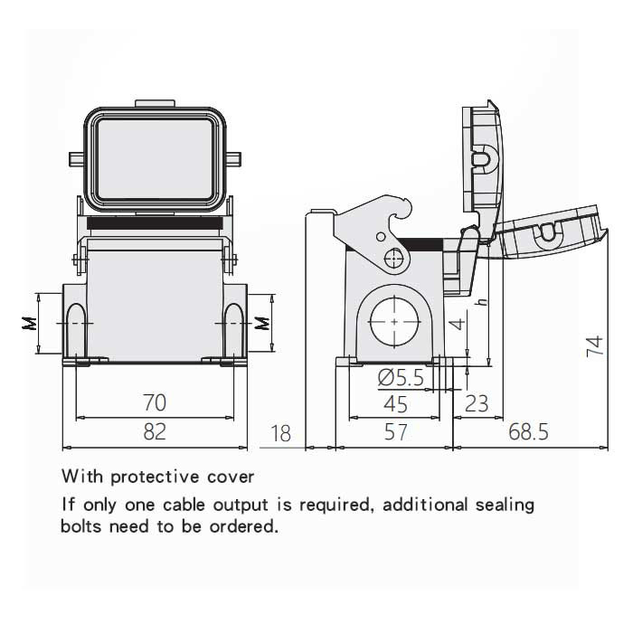 Lower shell、Surface mount (with cover)、High structure、H6B-SDRH-M32、19300061297